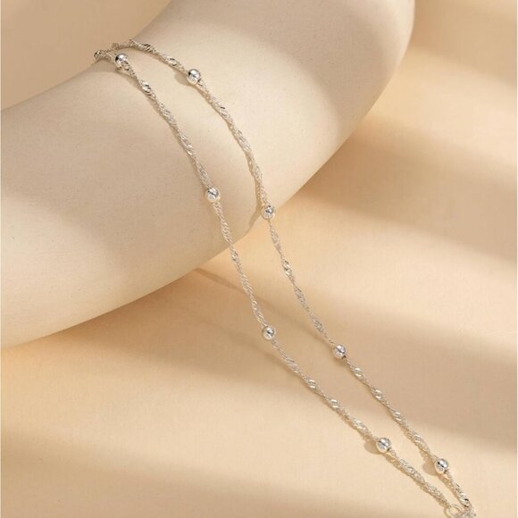 Single Lobster Layered Beaded Link Waterproof Adjustable Anklet for Women - Picture 7 of 7